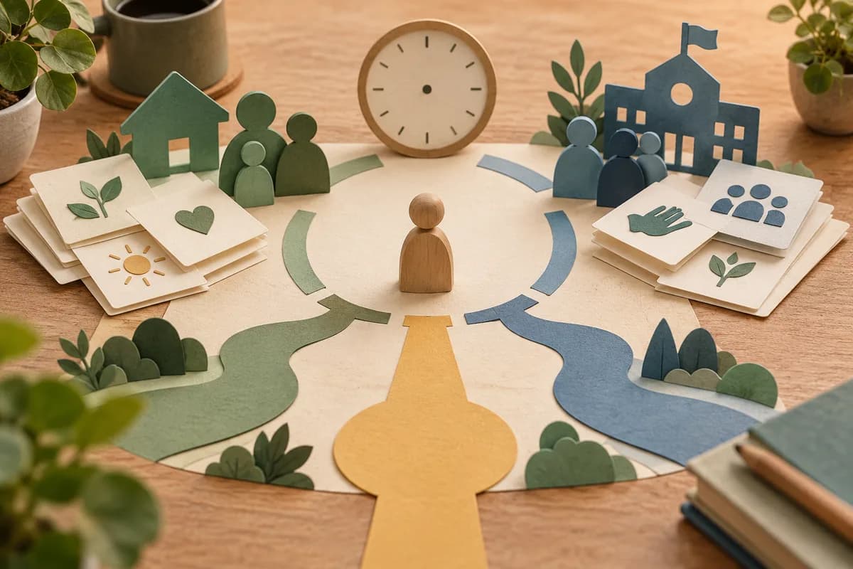 Staff and family review separate attendance, support-delivery and pupil-view records before recording a human decision