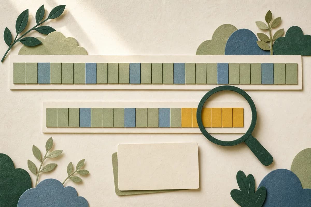 Paper-cut long and recent attendance timelines show a small cluster of changed sessions under a review lens