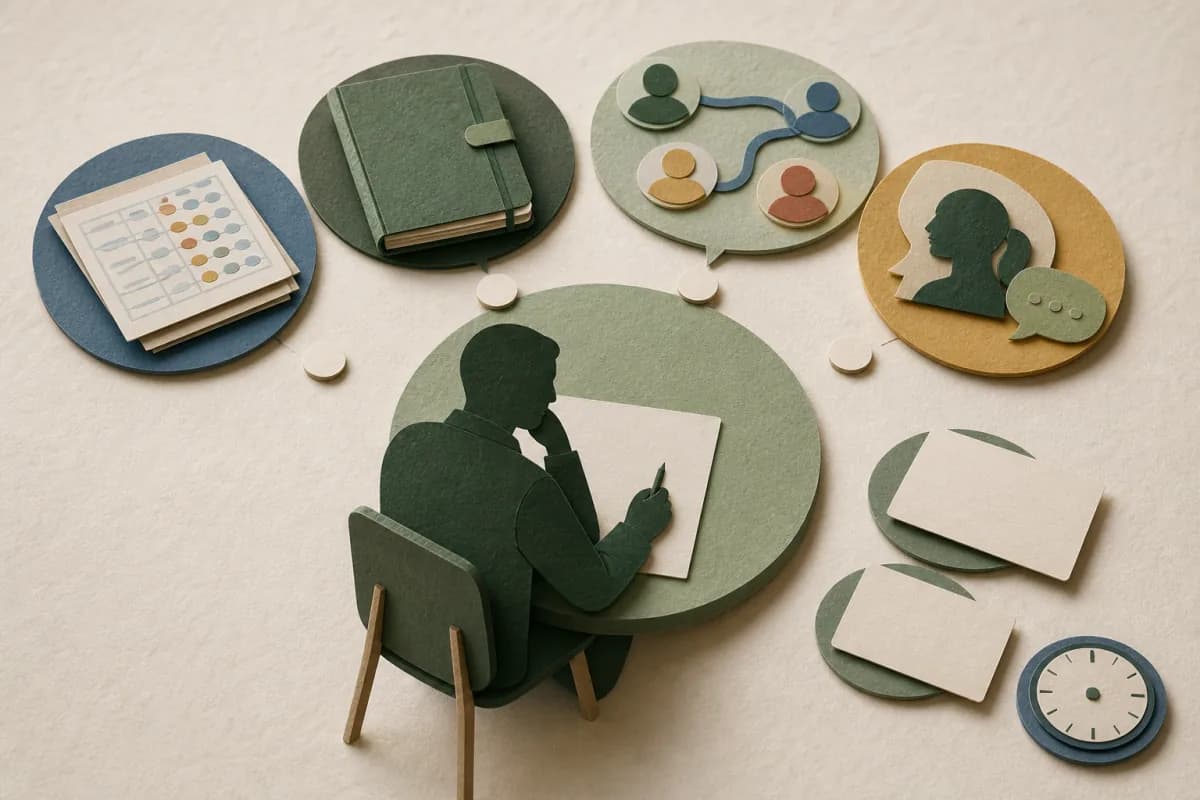 Paper-cut safeguarding lead reviews separate attendance, chronology, communication and pupil-voice evidence before assigning actions and a review time