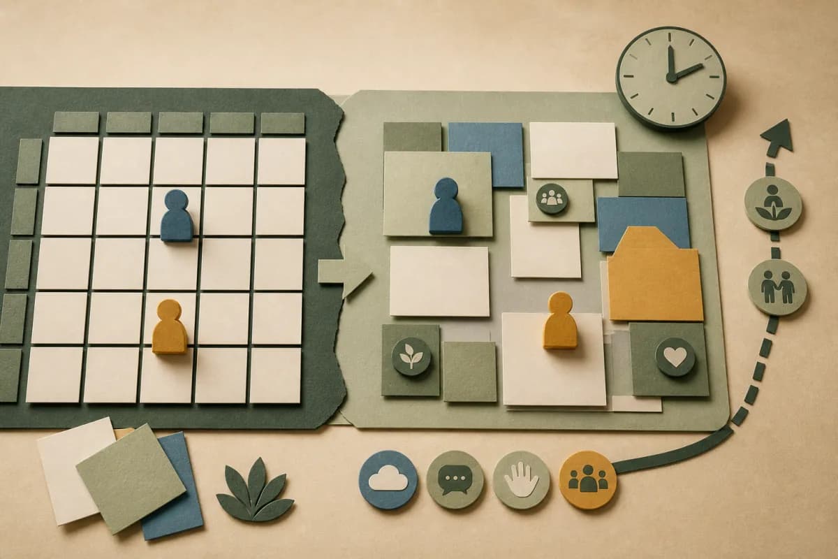 Paper-cut timetable changing from a rigid grid to a flexible needs-led support plan