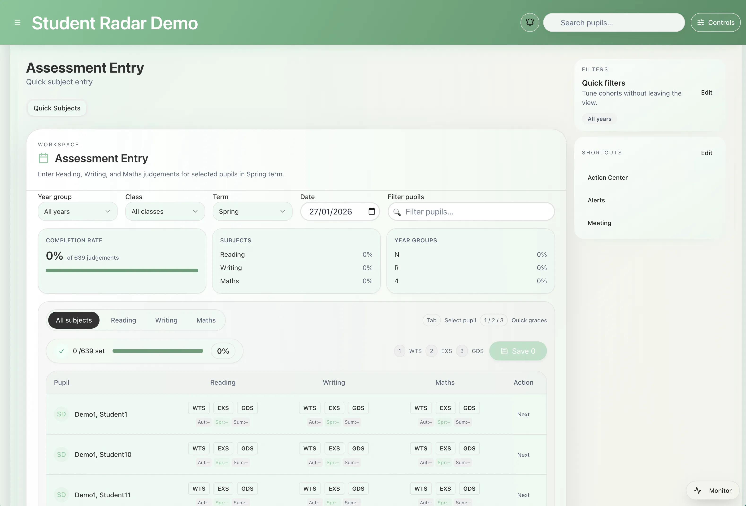 One-click grade grid