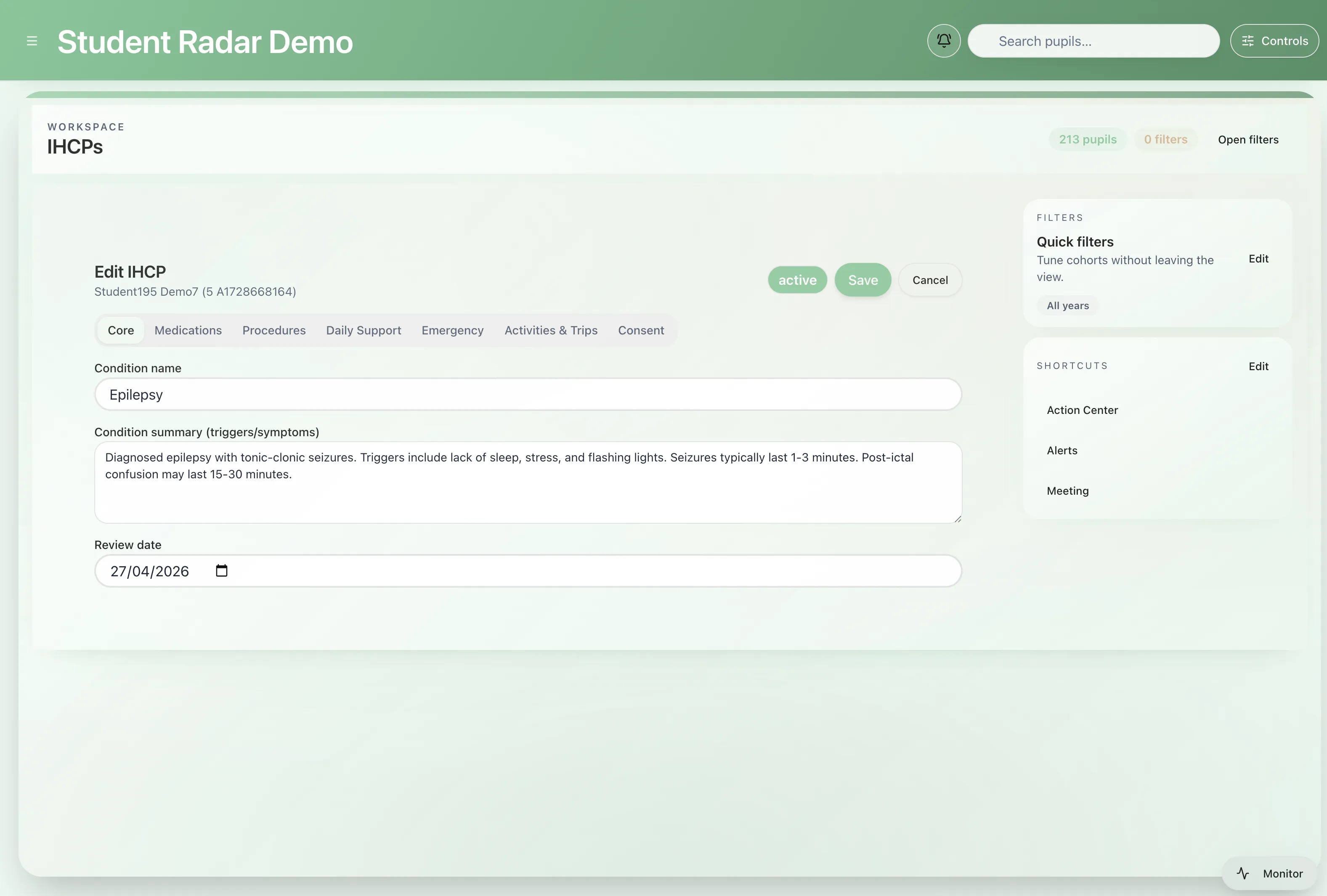 Structured plan sections