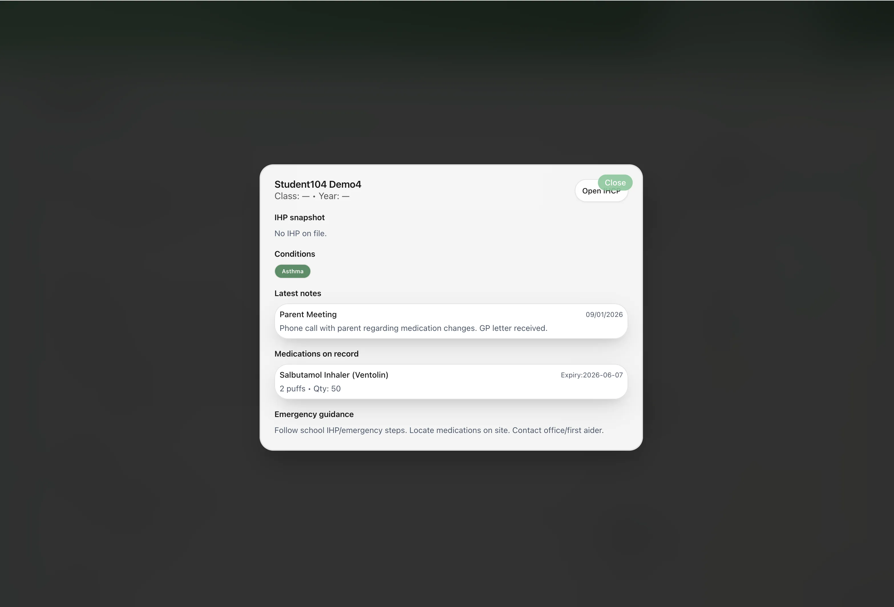 One-click care plan access