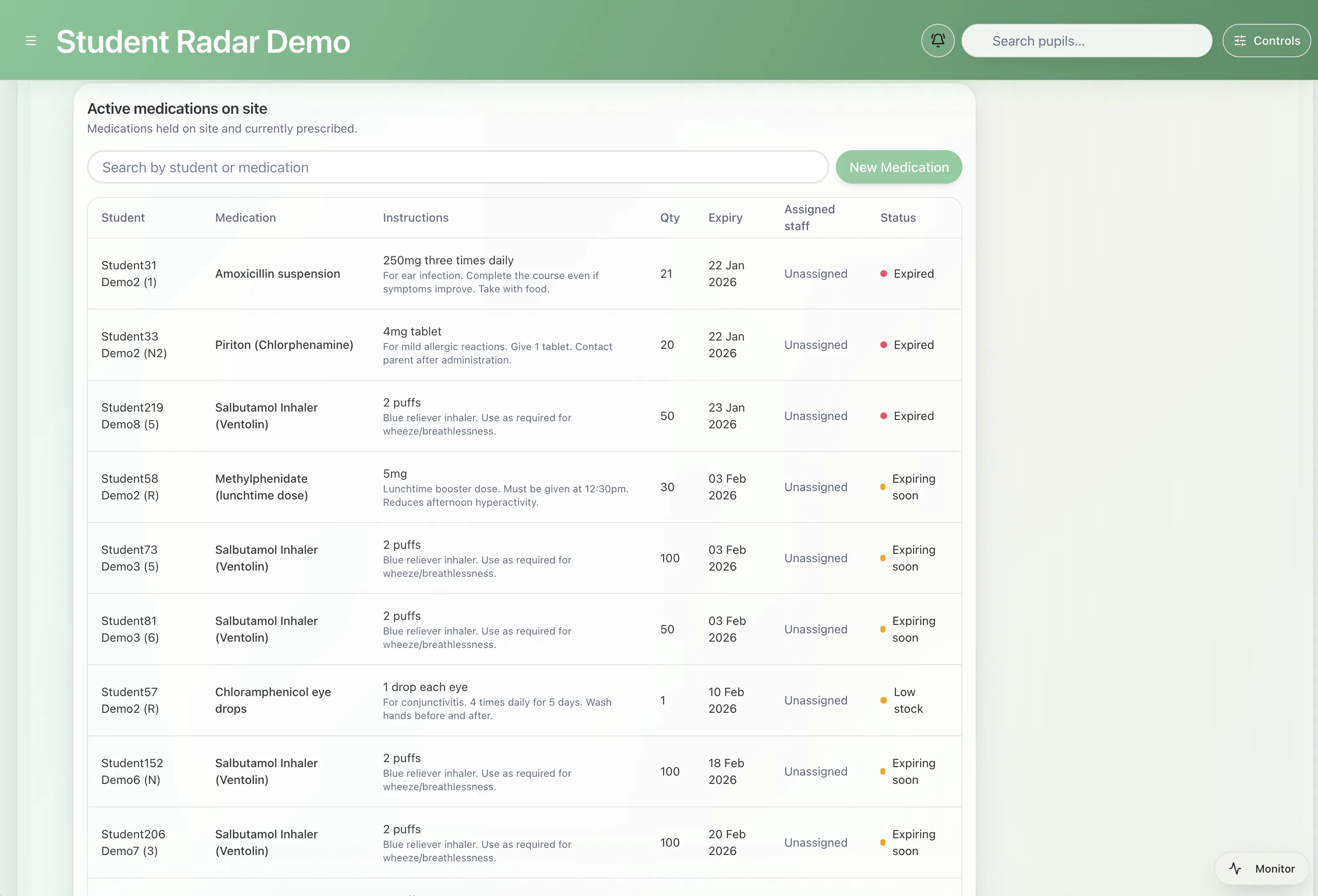 Medication detail view