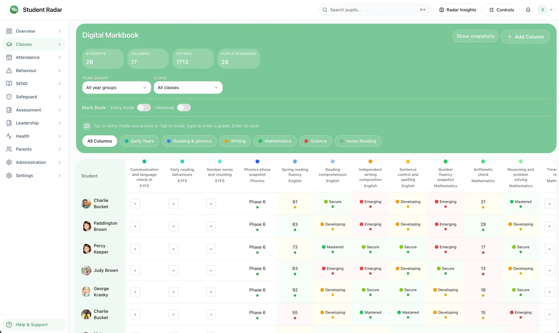 A markbook that reads itself — Student Radar Teach