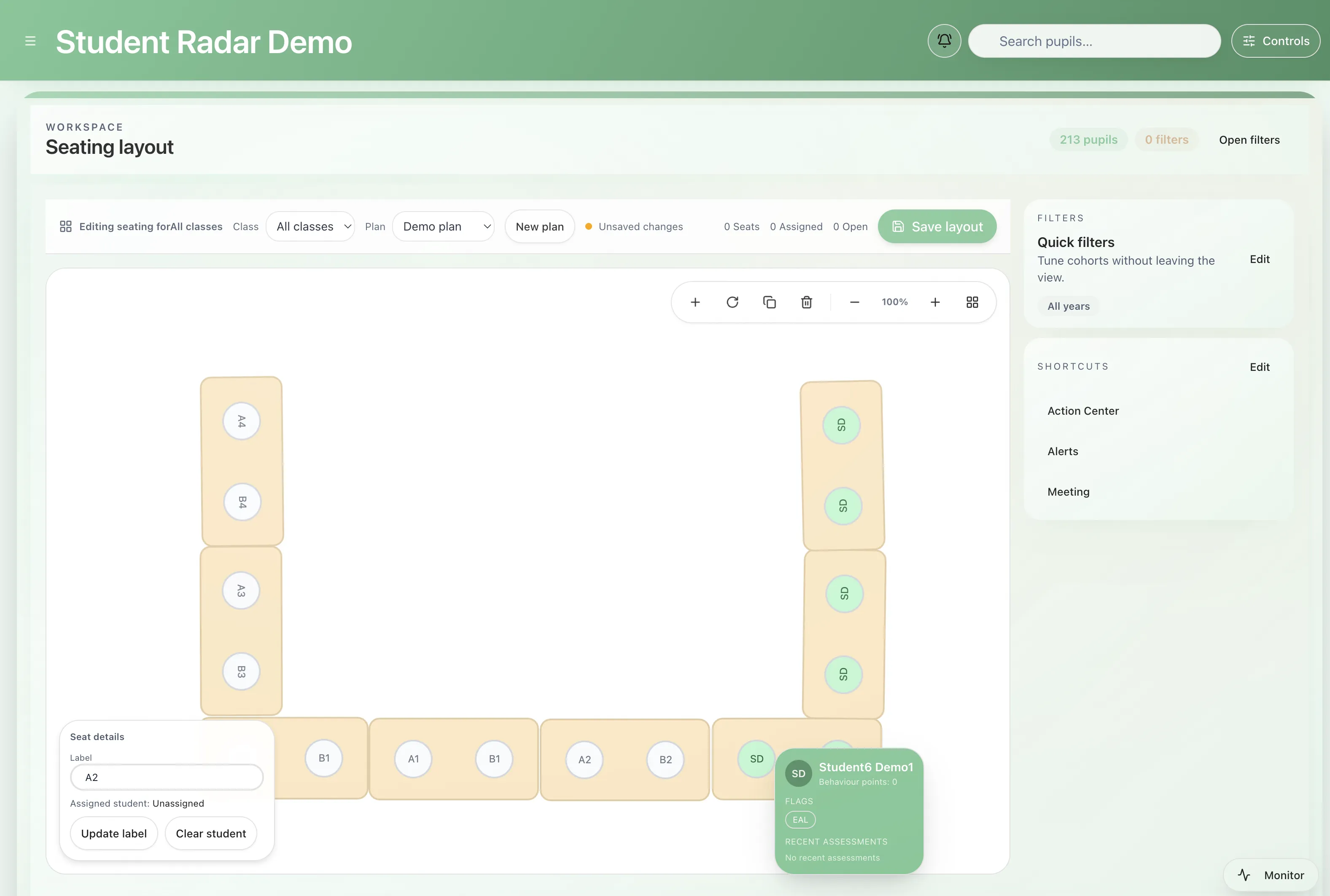 One-click pupil assignment