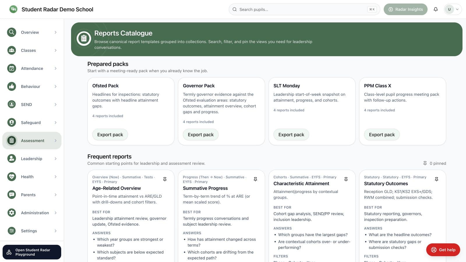 School assessment reporting workflow