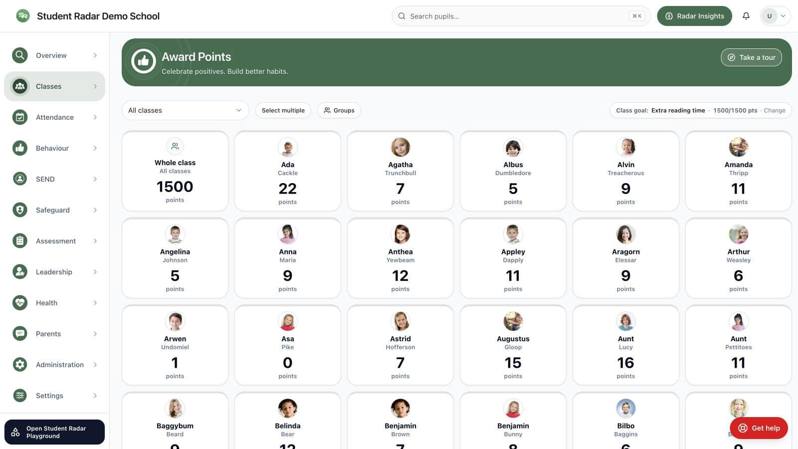 Points in action