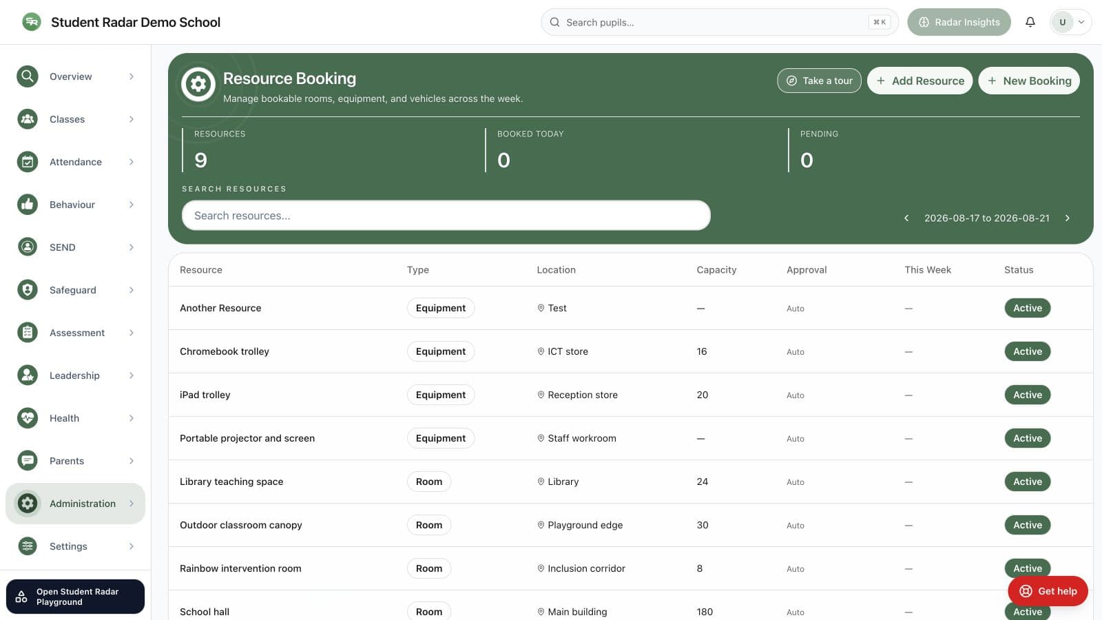 Resource Booking in action